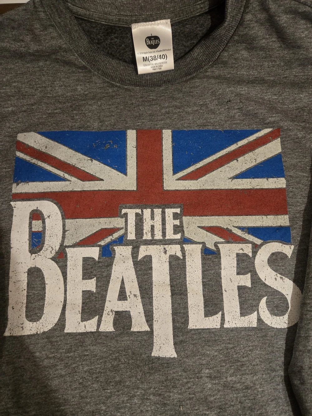 The Beatles Gray Crewneck with Union Jack Graphic
